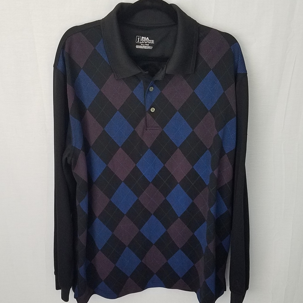 PGA Tour Light Argyle Golf Shirt XL